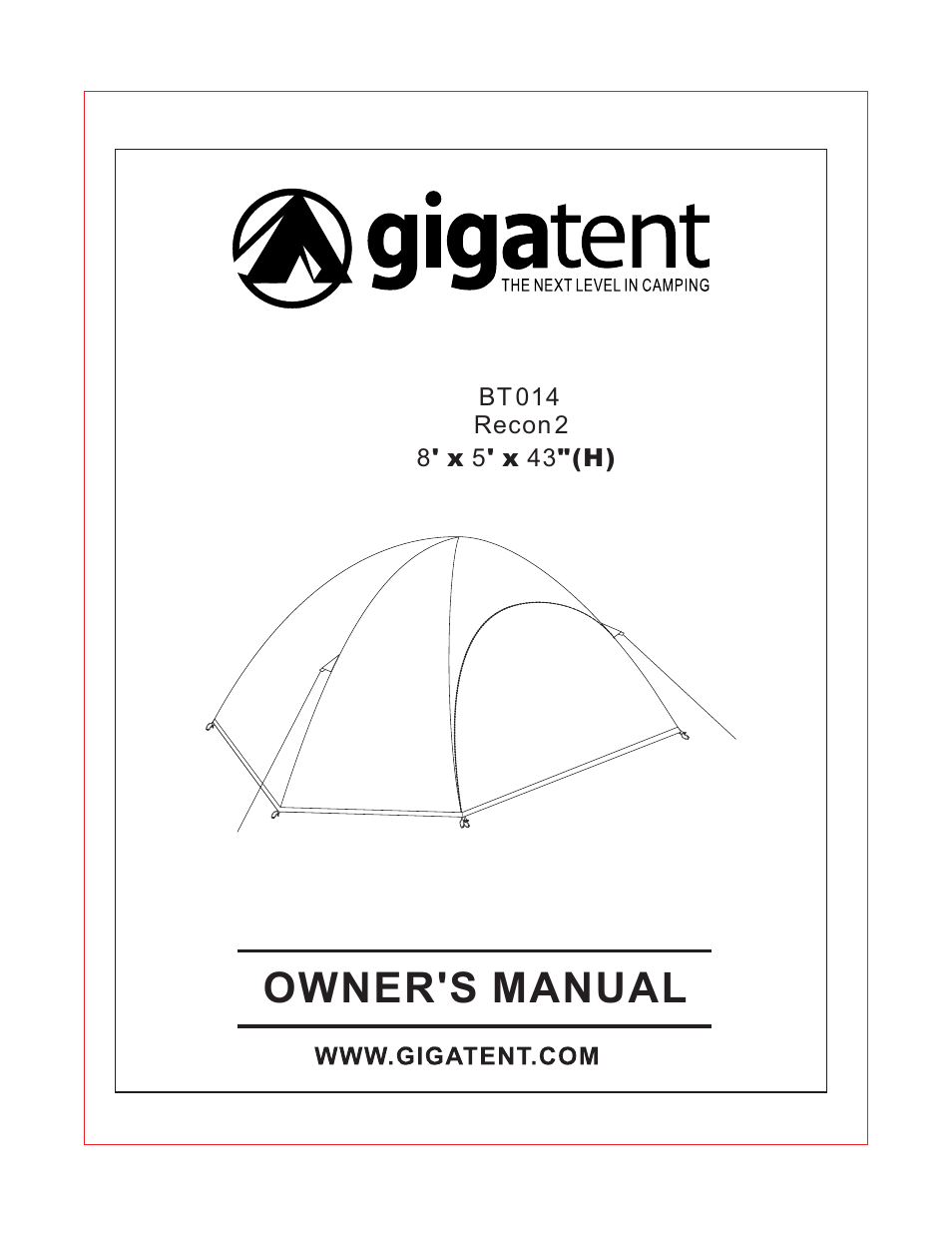 Giga Tent BT 014 User Manual | 8 pages
