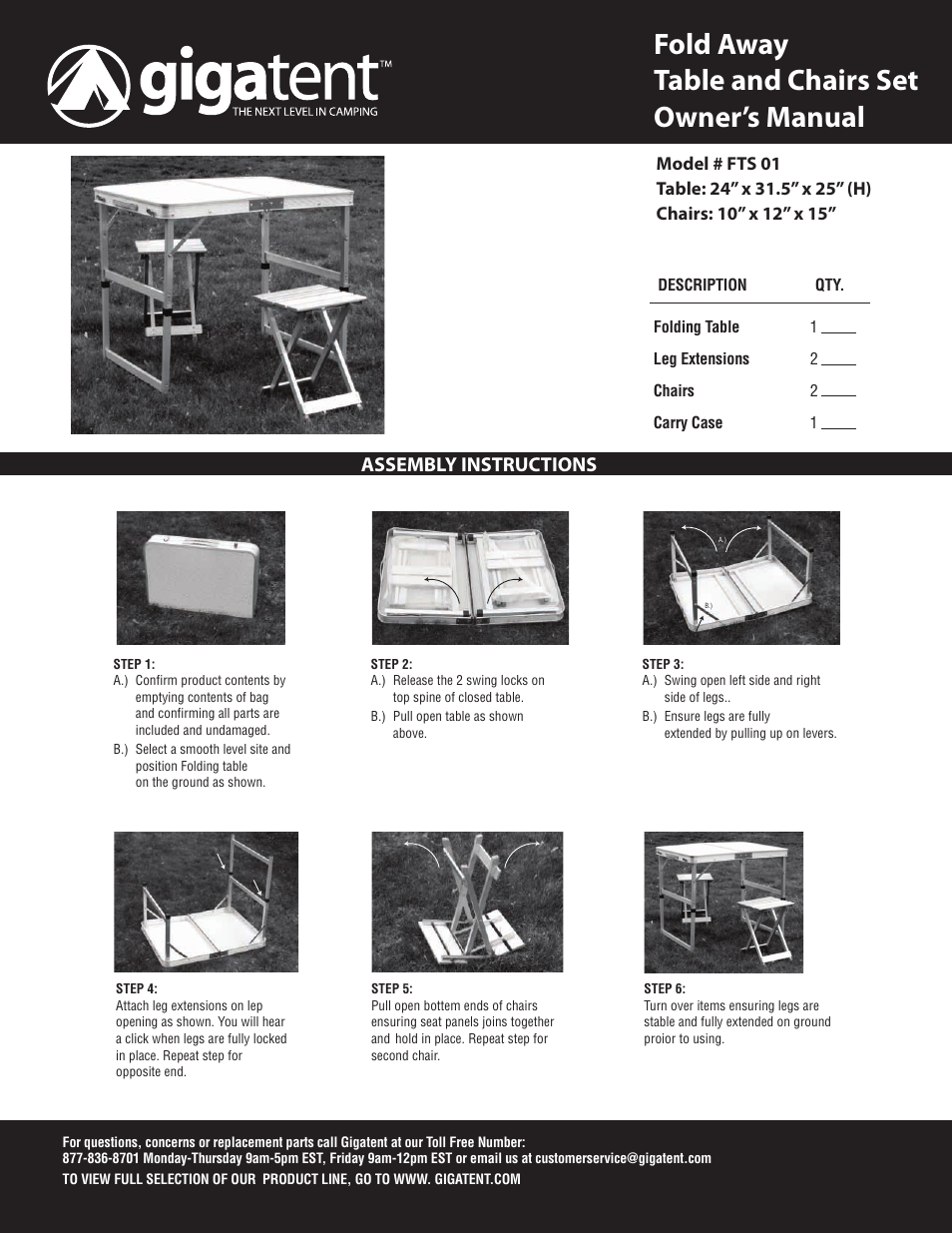 Giga Tent FTS 01 User Manual | 2 pages