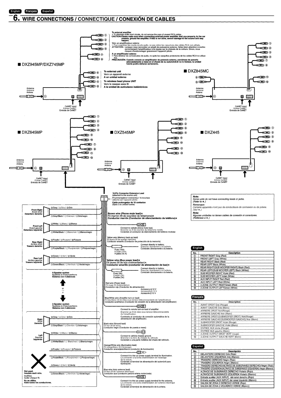 Clarion Cmd4 Wiring Diagram Wiring | Clarion DXZ845MC User Manual | Page 40 / 44