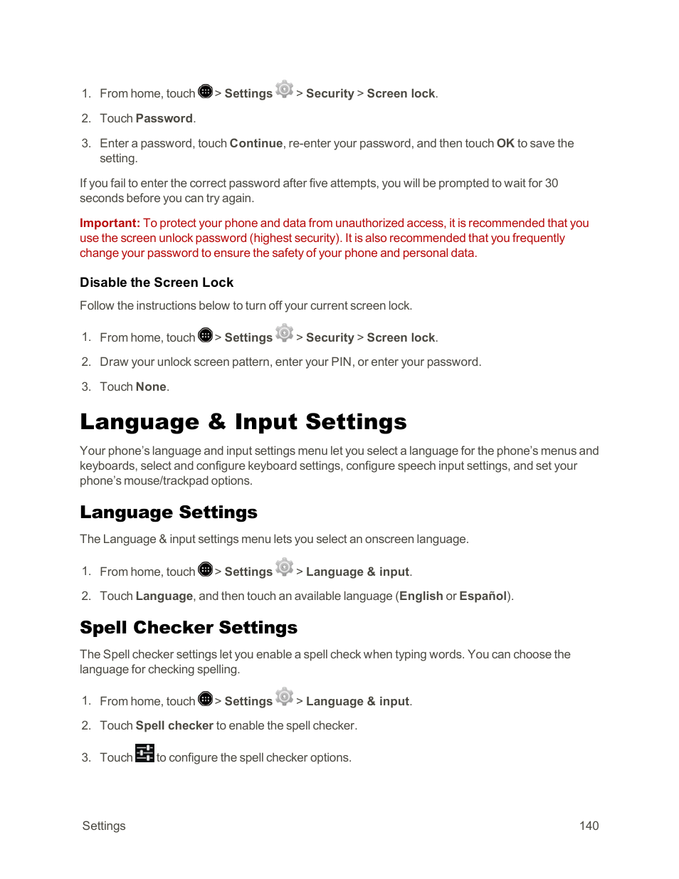 Language Input Settings Language Settings Spell Checker Settings Sharp Aquos Crystal User Manual Page 150 171 Original Mode