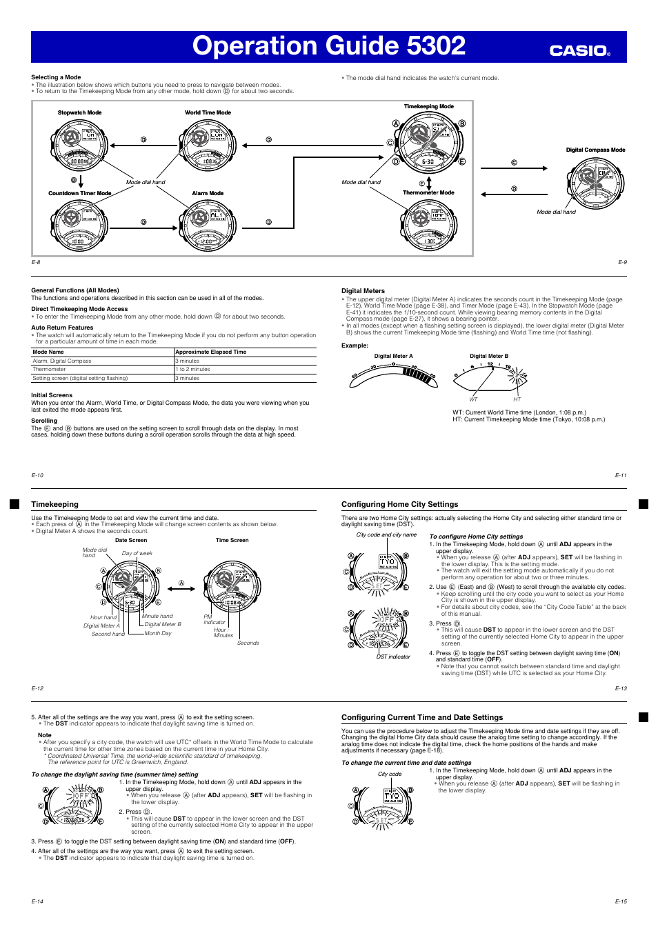 Operation guide 5302 | G-Shock GA-1000 User Manual | Page 2 / 8