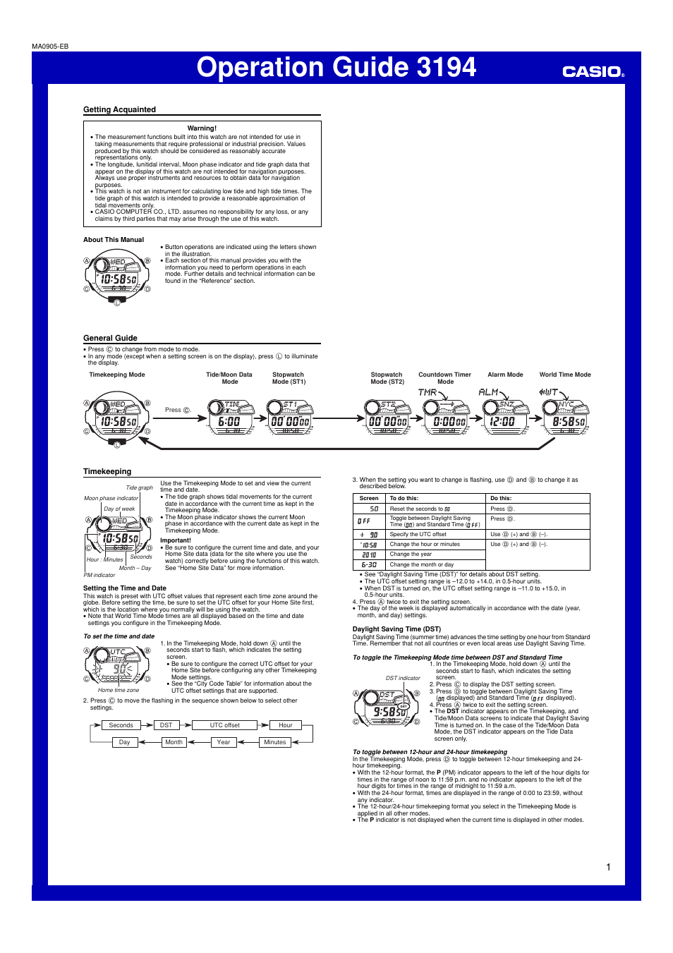 G-Shock GLX-6900 User Manual | 5 pages | Original mode | Also for: 3194