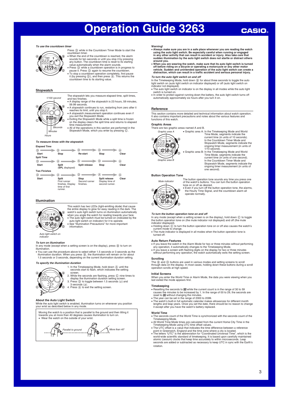 Escepticismo Quedar asombrado partes Stopwatch, Illumination, Reference | G-Shock GD-100 User Manual | Page 3 /  4 | Original mode