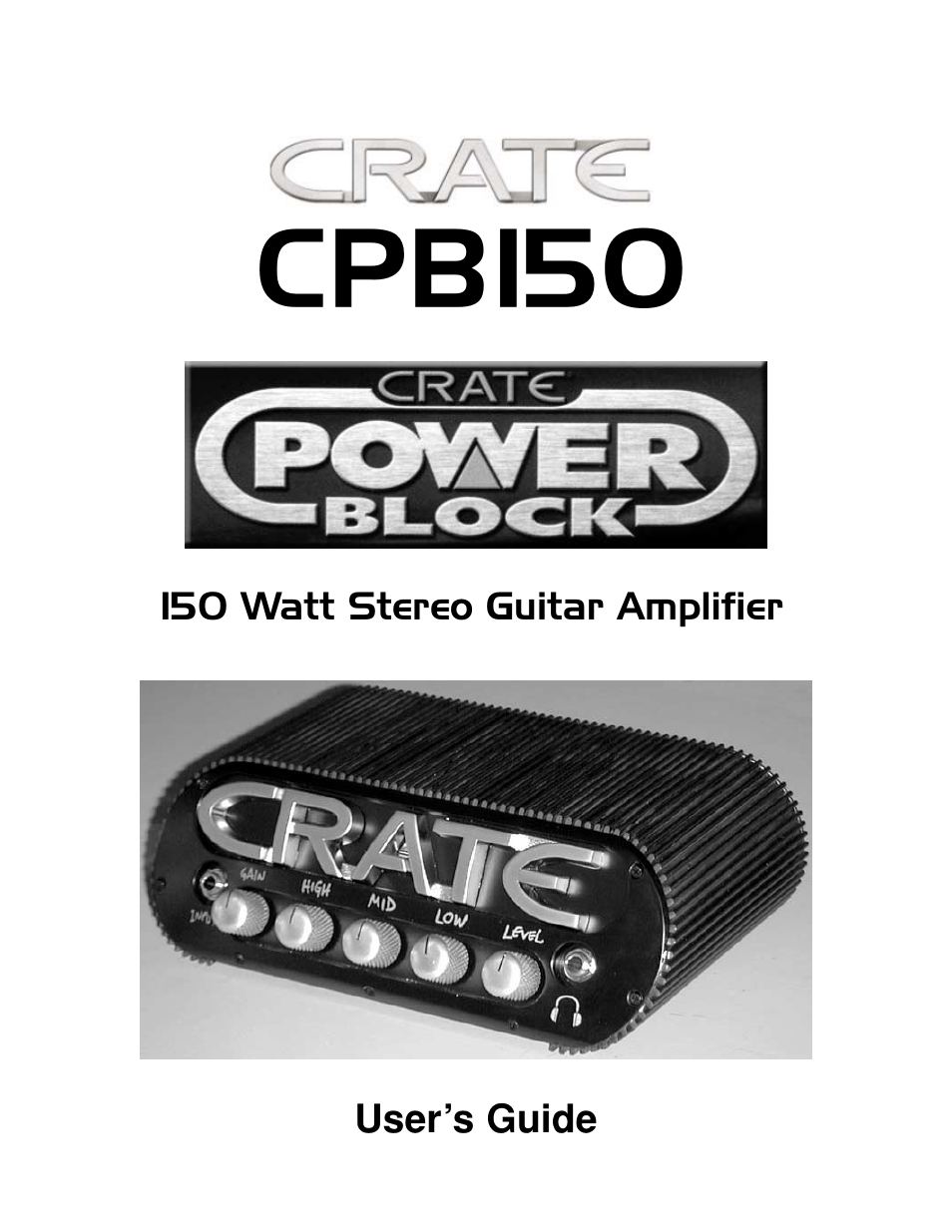 Crate Amplifiers POWER BLOCK CPB150 User Manual | 8 pages