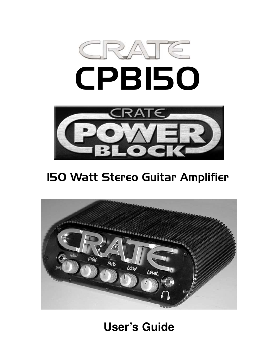 Crate Amplifiers POWER BLOCK CPB User Manual   8 pages