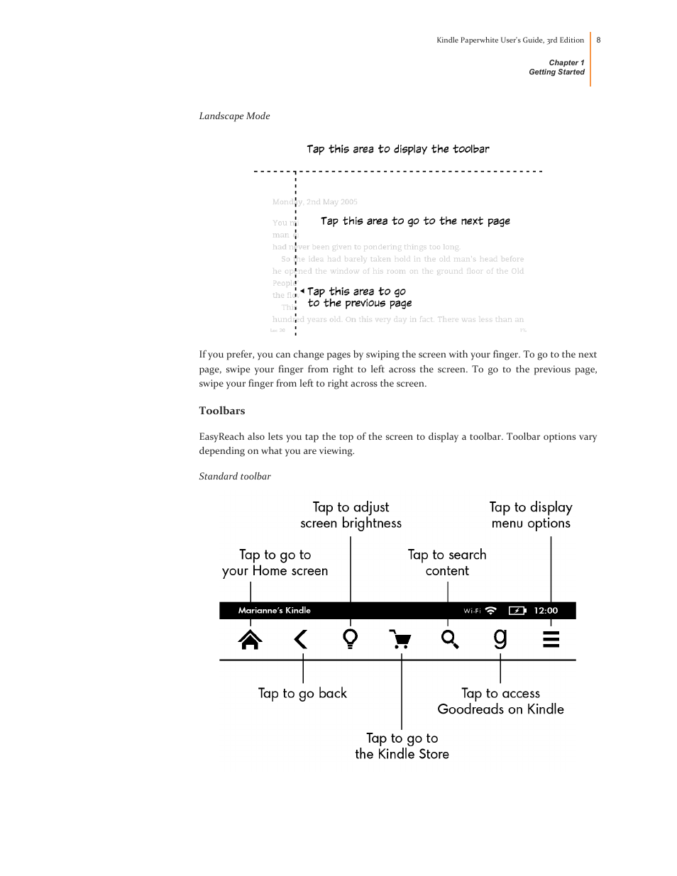 Toolbars | Kindle Paperwhite (2nd Generation) User Manual | Page 8 / 47