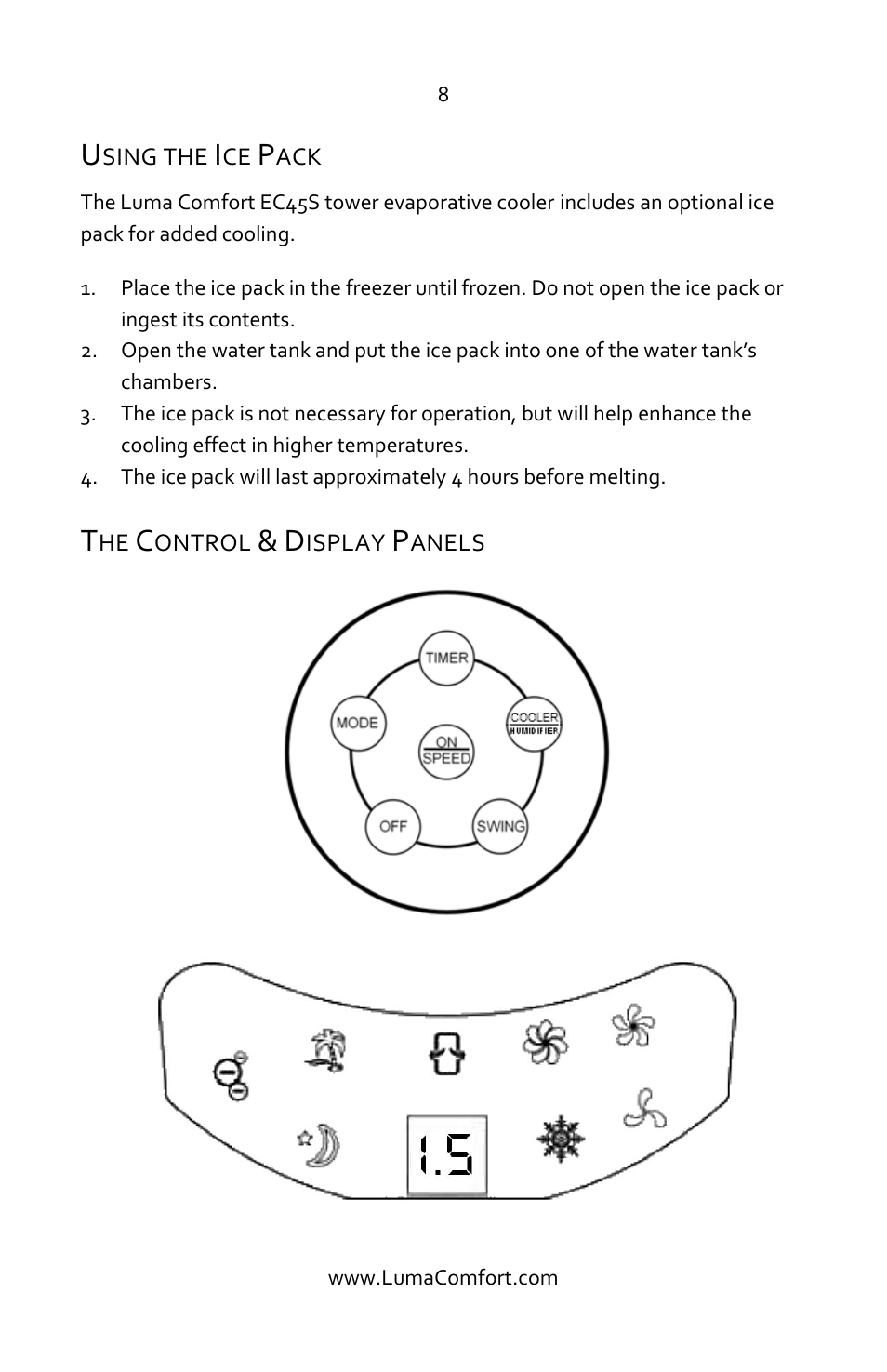 Using The Ice Pack The Control Display Panels Luma Comfort