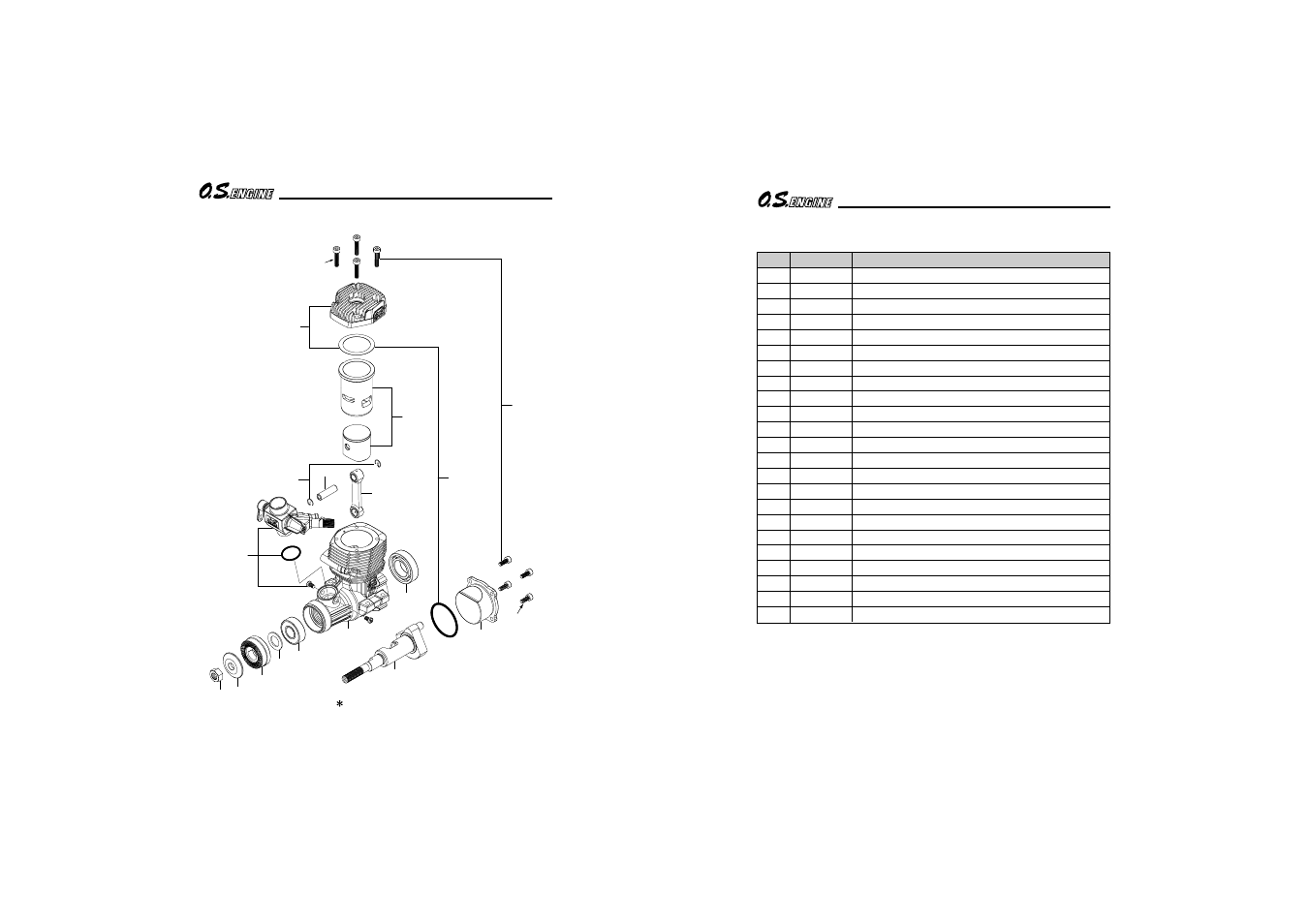 Engine Exploded View Enginen Parts List O S Engines 55ax User Manual Page 21 24