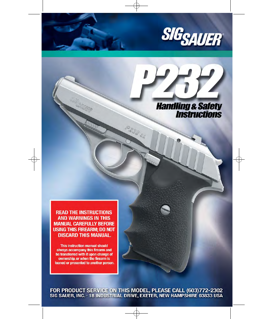 28 PAGES SIG SAUER ARMS P232 OWNERS MANUAL 