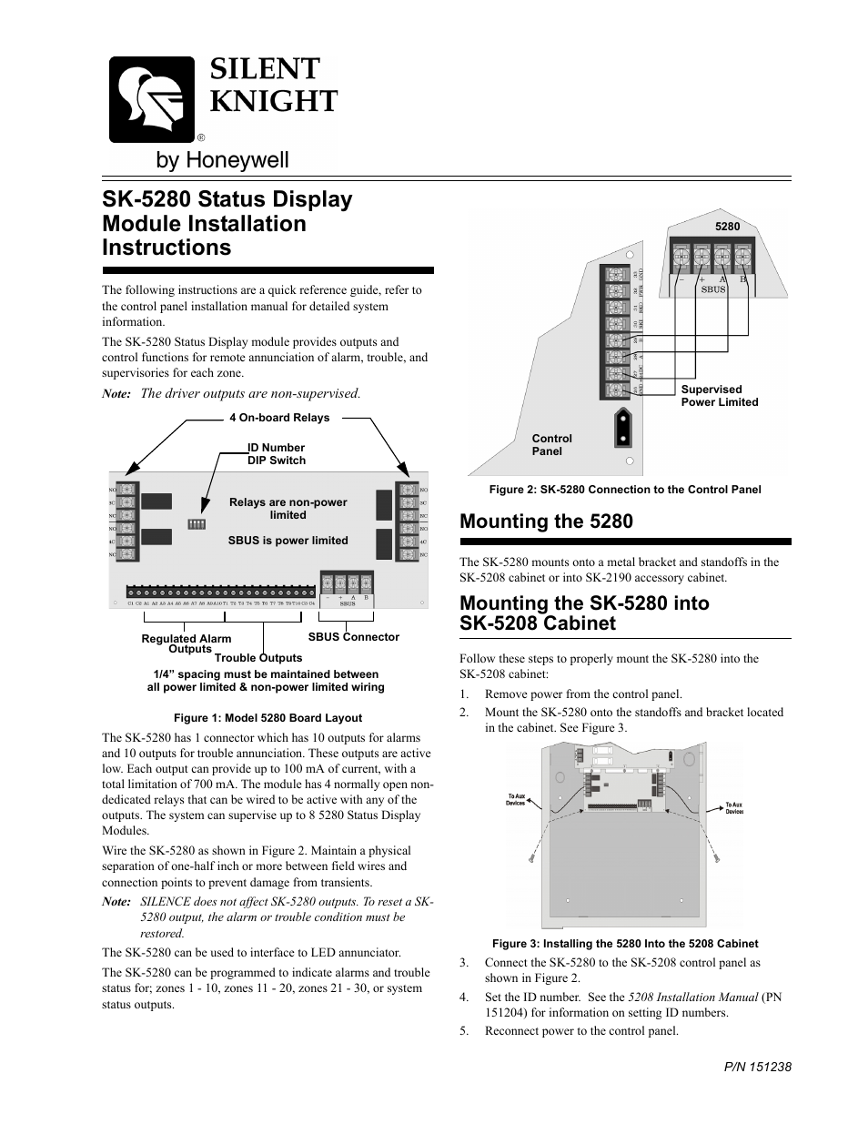 Silentknight 5280 Status Display Module For 58 User Manual 2 Pages