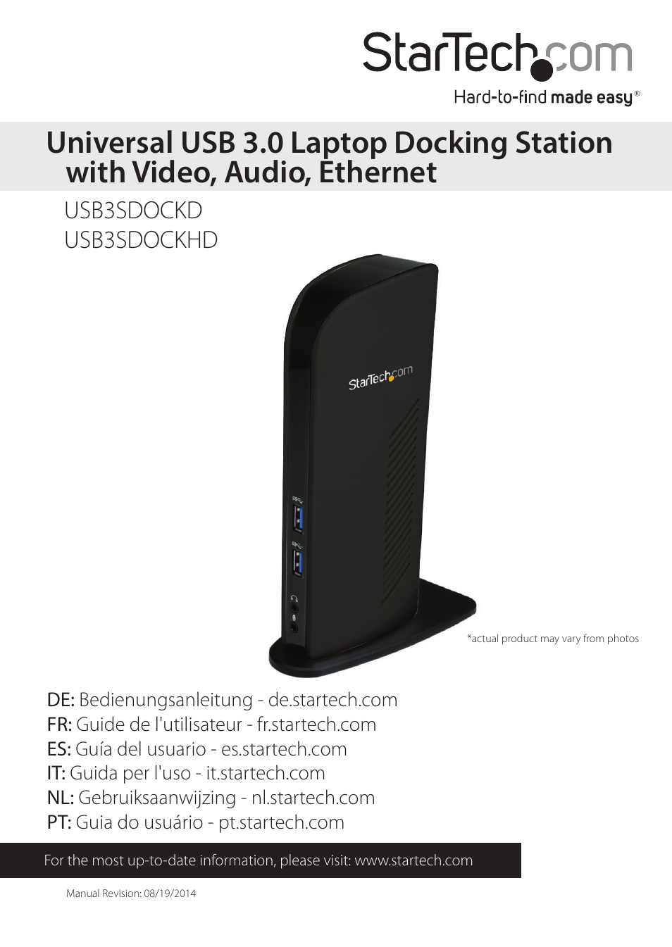 StarTech.com USB3SDOCKHD User Manual 