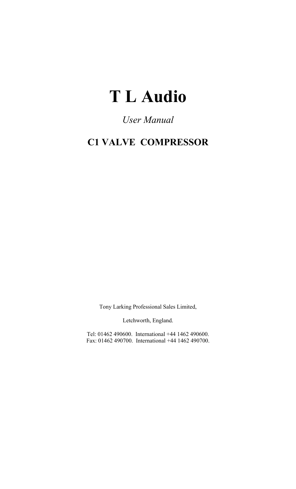 Tl Audio C 1 User Manual 16 Pages