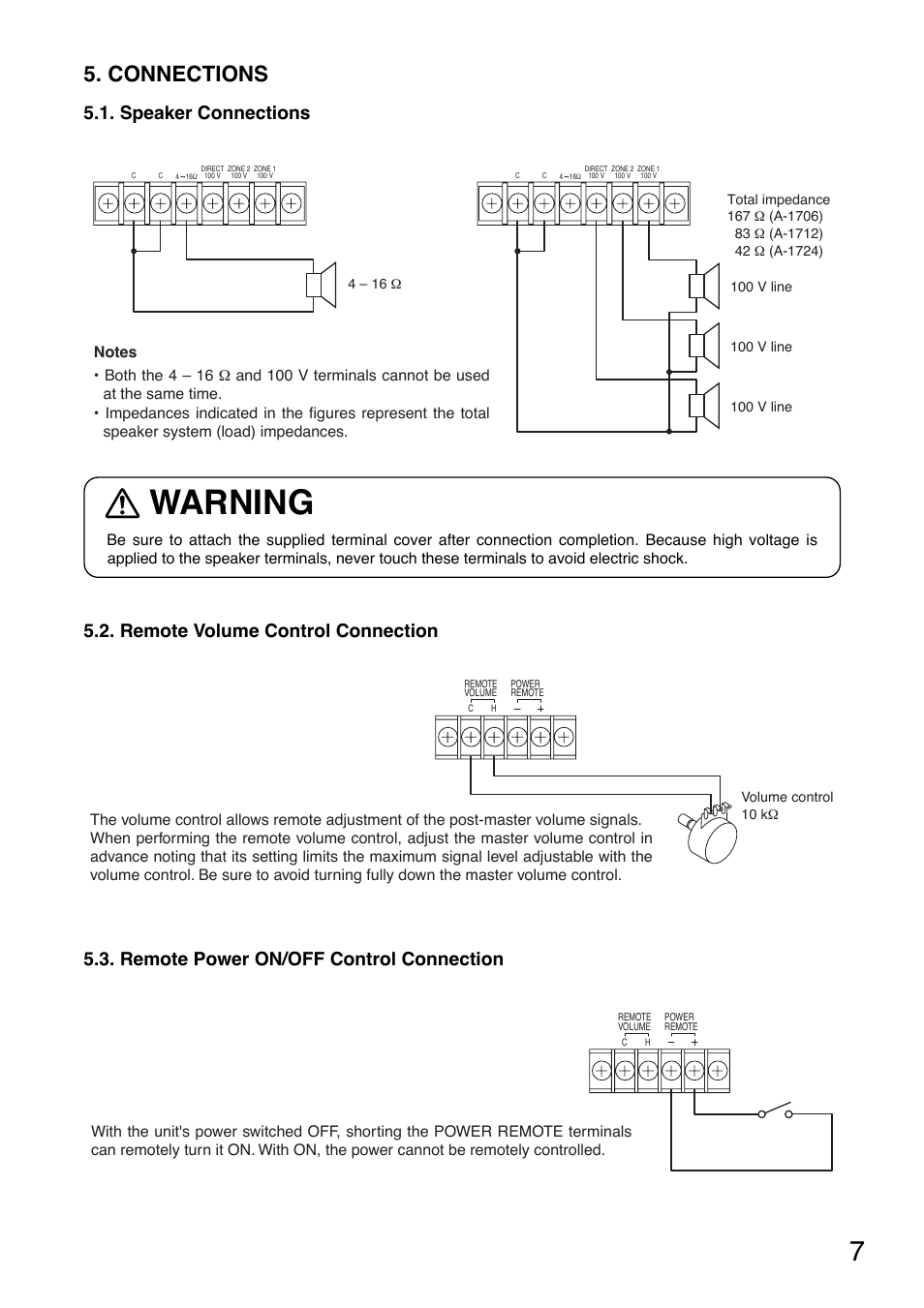 Warning Connections Speaker Connections Toa A 1724 User Manual Page 7 12