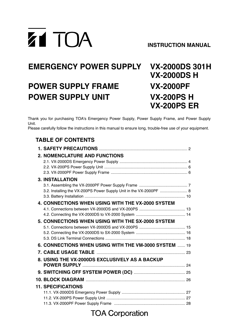 Toa Vx 0ps Er User Manual 28 Pages Also For Vx 0ps H Vx 00pf Vx 00ds H Vx 00ds 301h