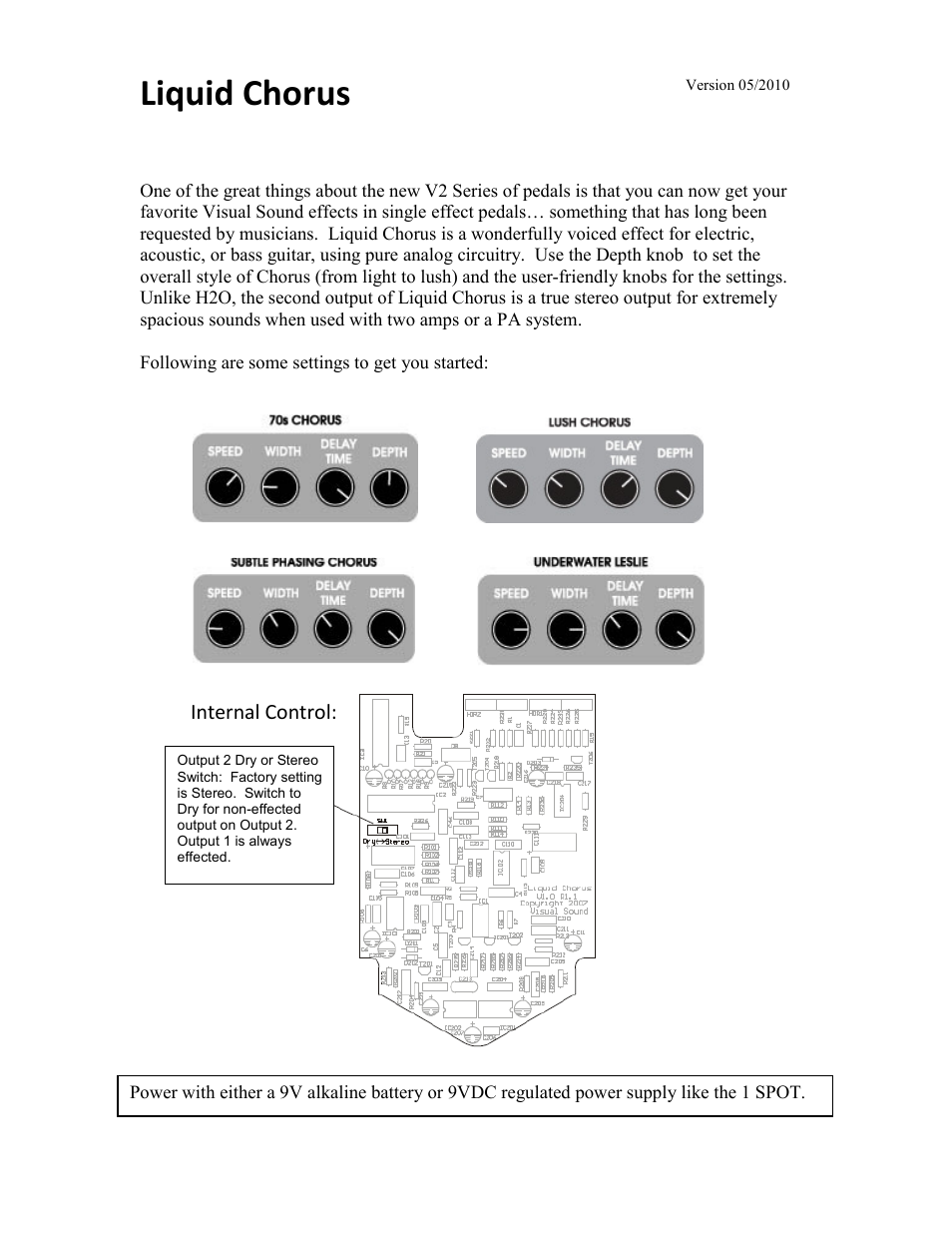 Visual Sound V2 Liquid Chorus User Manual | 2 pages
