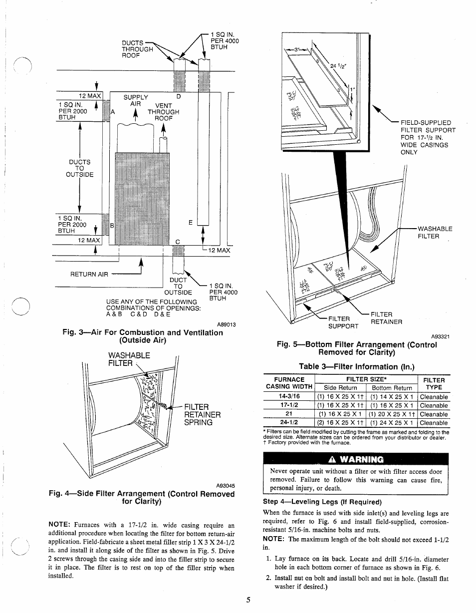 Air For Combustion And Ventilation Outside Air Filter Retainer Carrier Weathermaker 8000 58wav User Manual Page 5 14 Original Mode