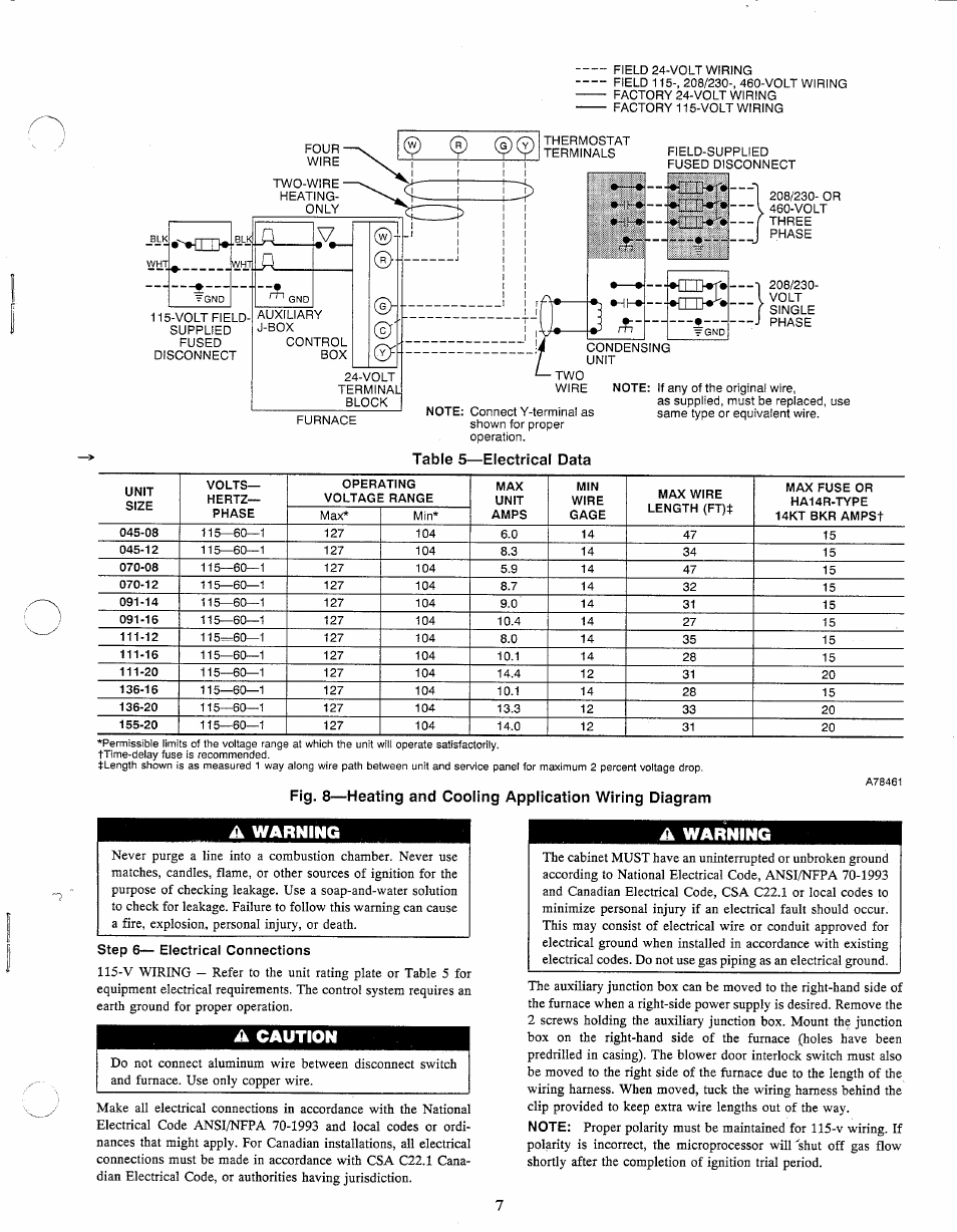 A Warning A Caution Carrier Weathermaker 8000 58wav User Manual Page 7 14 Original Mode