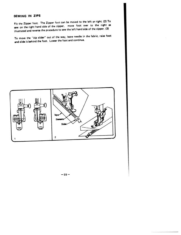 Sewing in zips | SINGER W1766 User Manual | Page 27 / 33