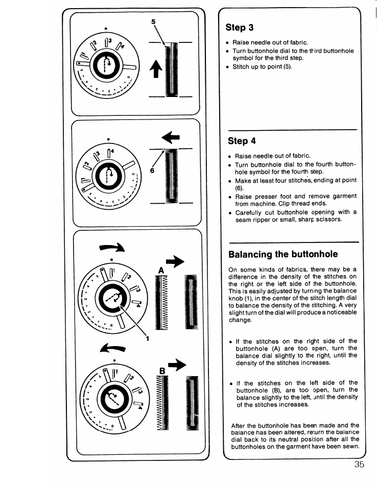 Steps, Step 4, Balancing the buttonhole | SINGER 6217 User Manual | Page 37 / 48