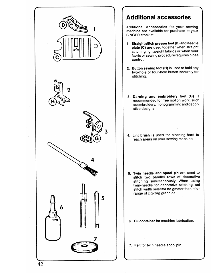 Additional accessories | SINGER 6217 User Manual | Page 44 / 48