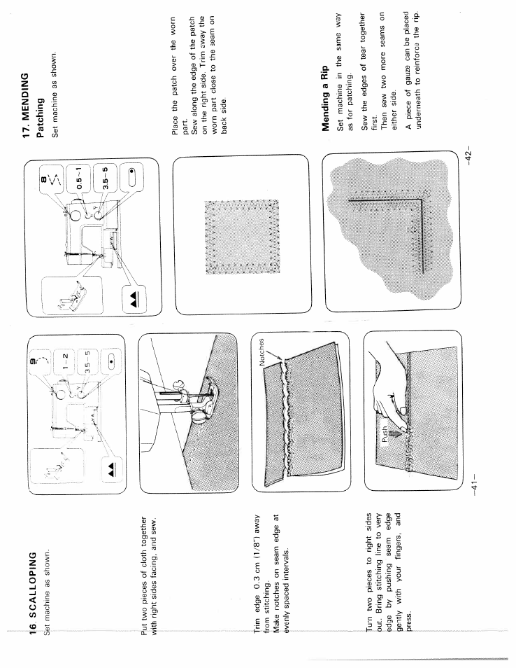 Mending patching, Mending a rip | SINGER W1717 User Manual | Page 24 / 27