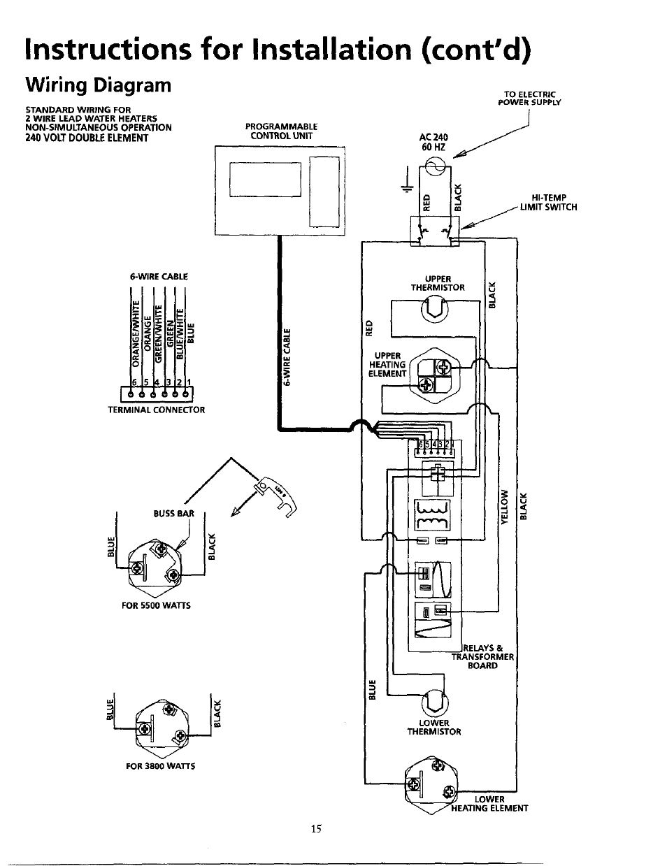 Instructions for installation (cont'd), Wiring diagram | Maytag HE21250PC User Manual | Page 15 / 40