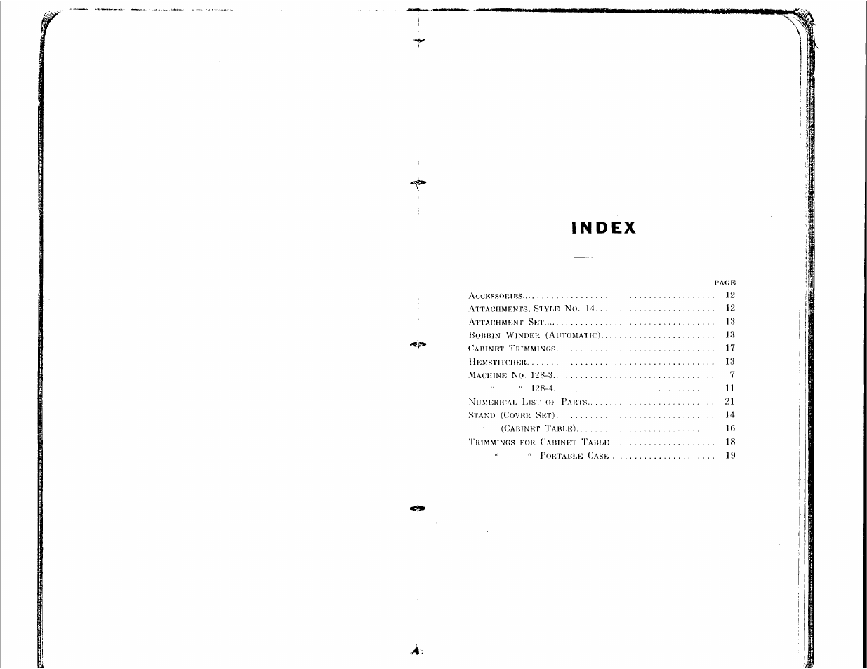 Index | SINGER 128-4 User Manual | Page 2 / 25