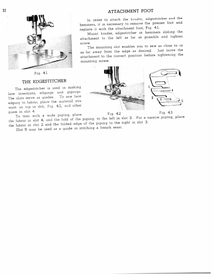 32 attachment foot, The edgestitcher | SINGER W1762 User Manual | Page 34 / 39