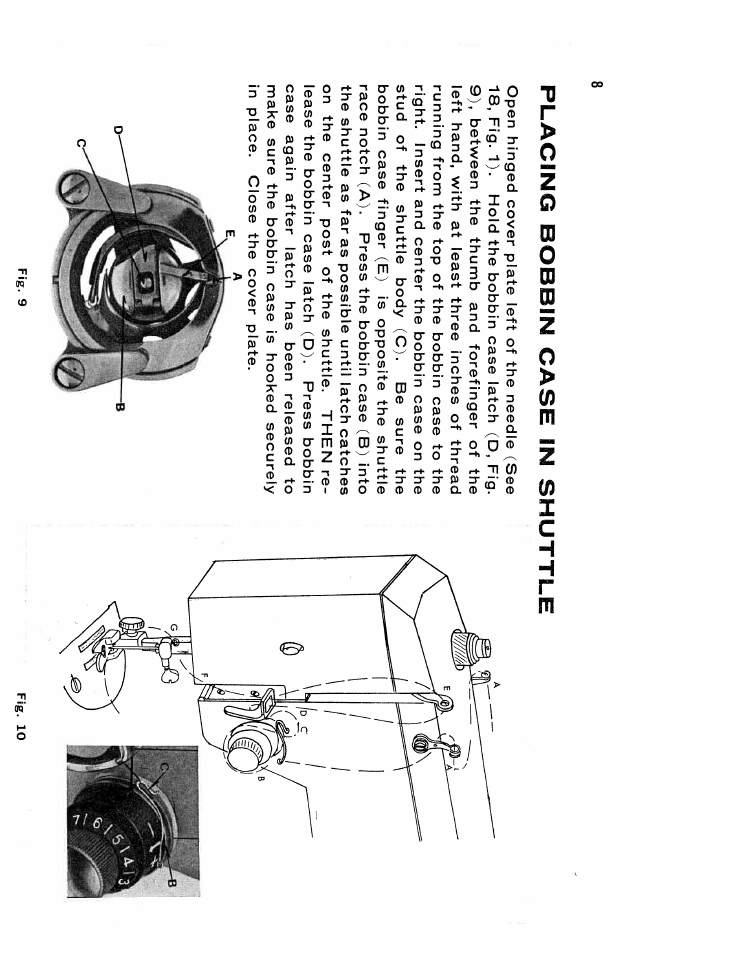Placing bobbin | SINGER W610 User Manual | Page 10 / 44