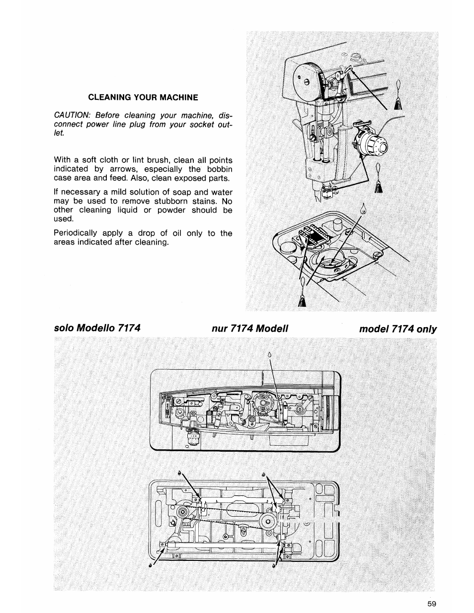 Cleaning Your Machine Solo Modello 7174 Nur 7174 Modell Singer 7184 User Manual Page 61 66 Original Mode
