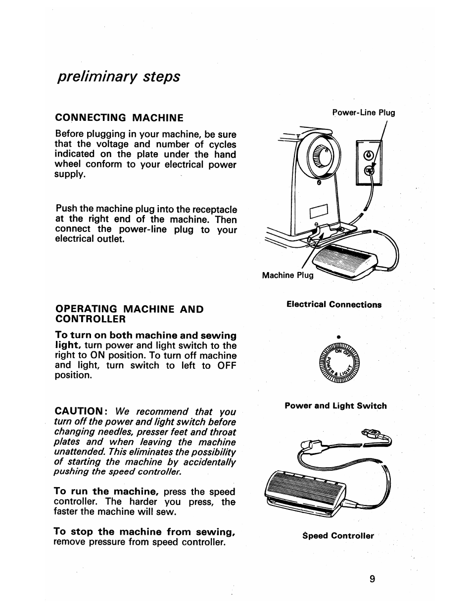 Preliminary steps, Getting ready to sew | SINGER 413 User Manual | Page 11 / 64