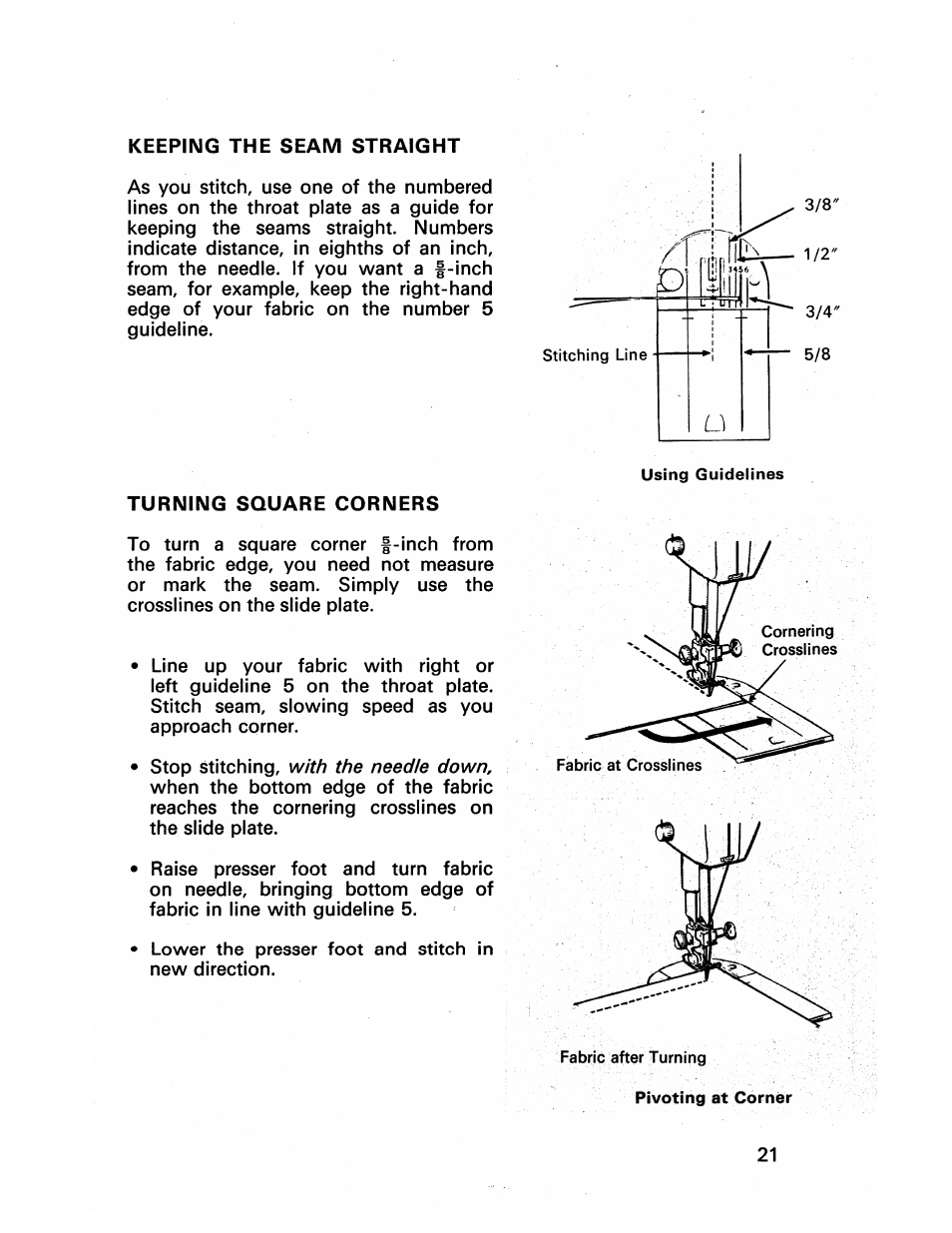 Turning square corners | SINGER 413 User Manual | Page 23 / 64