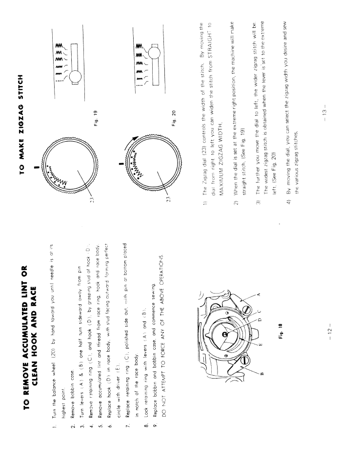 To remove accumulated lint or clean hook and race | SINGER W217 User Manual | Page 9 / 17