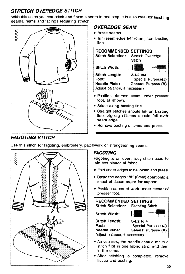 Stretch overedge stitch, Overedge seam, Fagoting stitch | SINGER 9113 ...