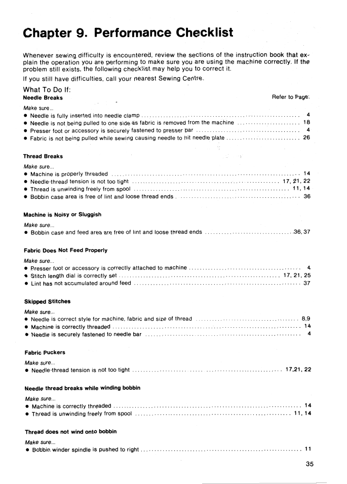 Chapter 9. performance checklist | SINGER 5147 User Manual | Page 37 / 42