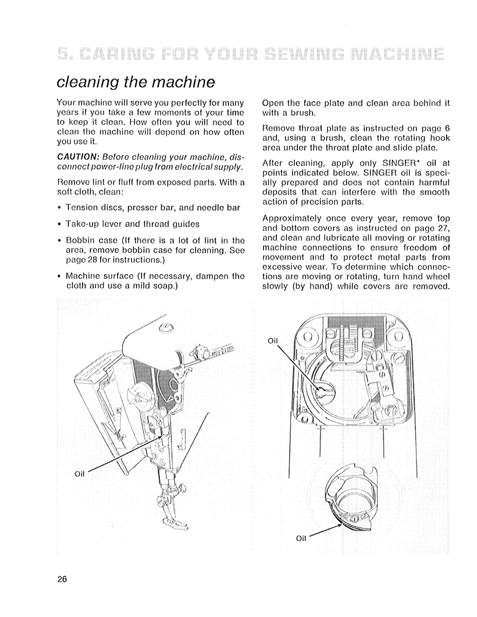 Cleaning the machine | SINGER 719 User Manual | Page 28 / 36