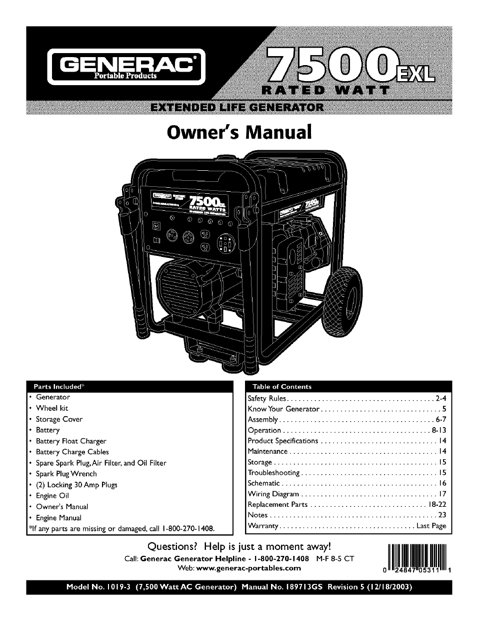 Generac 1019-3 User Manual | 24 pages | Original mode