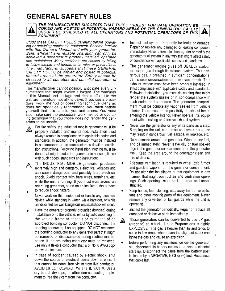 General safety rules | Generac Power Systems 0595-0 User Manual | Page ...