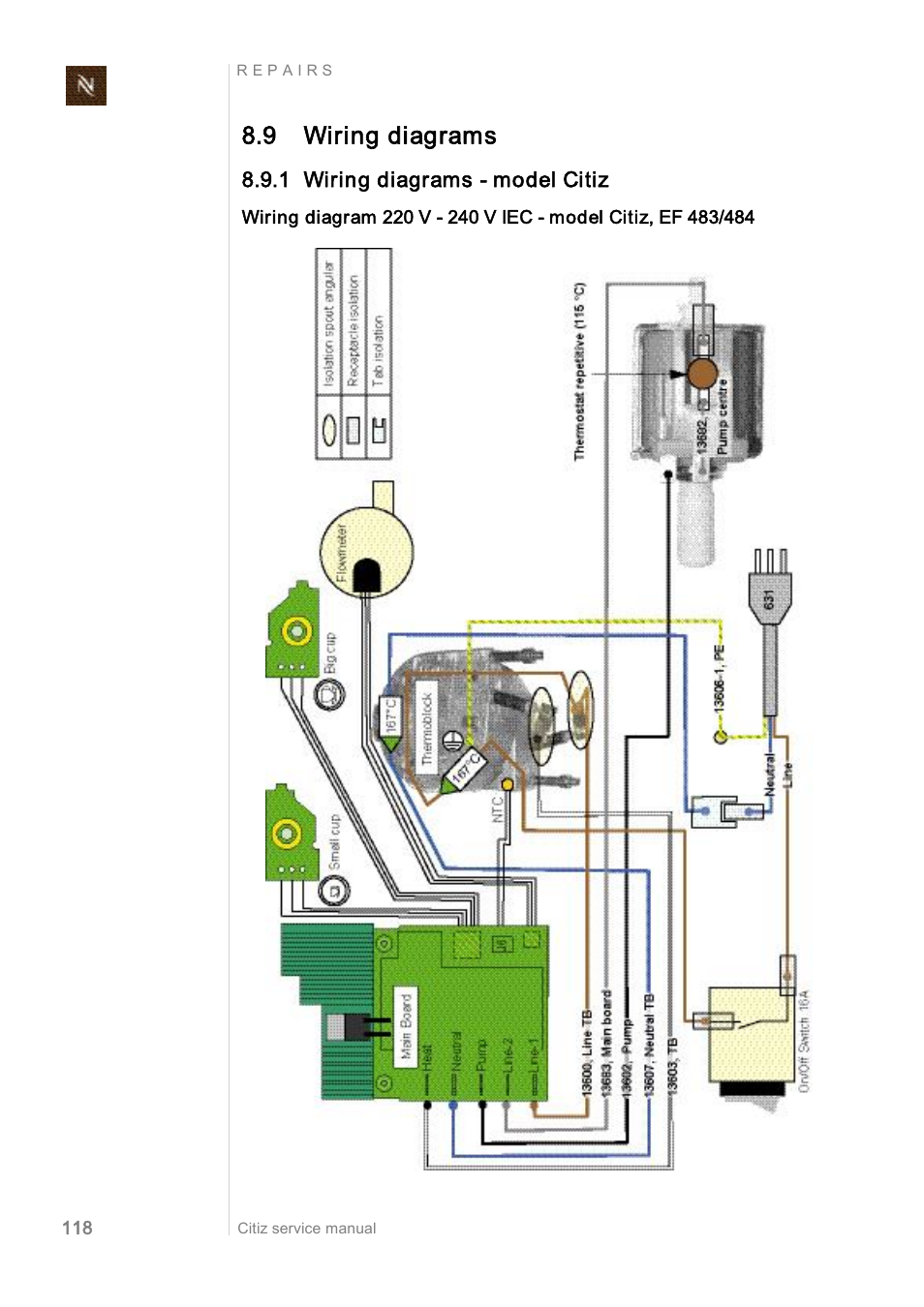 9 wiring diagrams | Nespresso Citiz & Co EF User Manual | Page 118 / 158