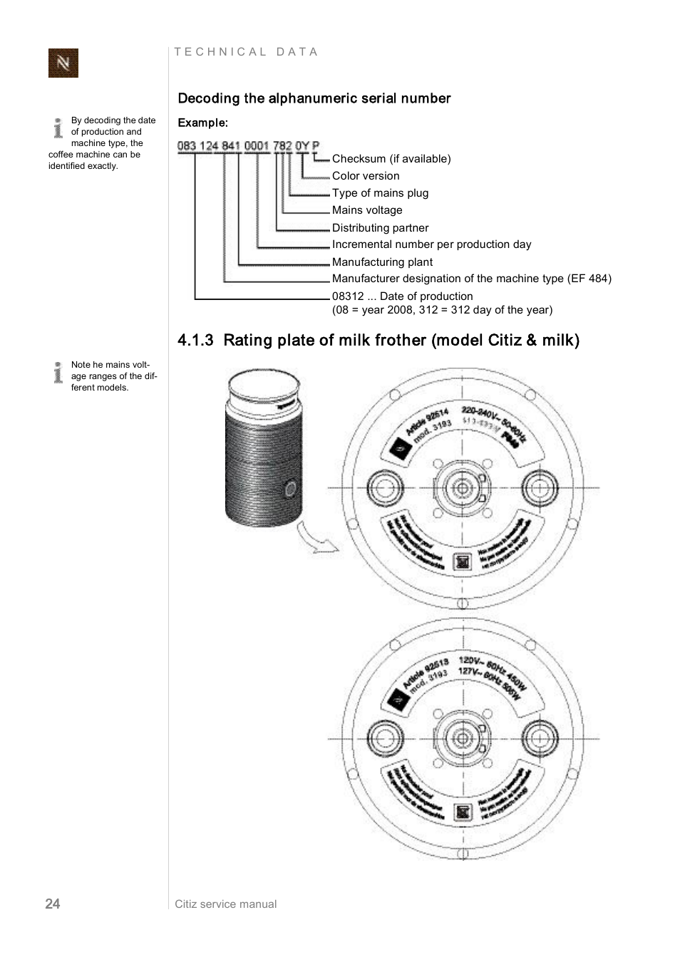 Transplant Tøm skraldespanden overliggende Decoding the alphanumeric serial number | Nespresso Citiz & Co EF 488 User  Manual | Page 24 / 158