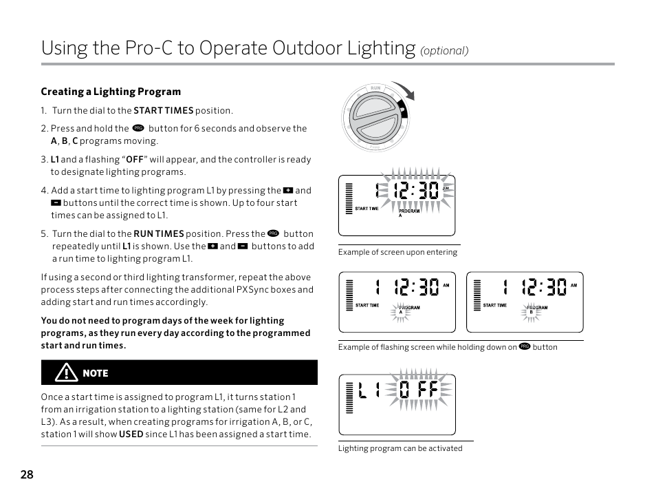 Using the pro c to operate outdoor lighting hunter pro c pcc user 
