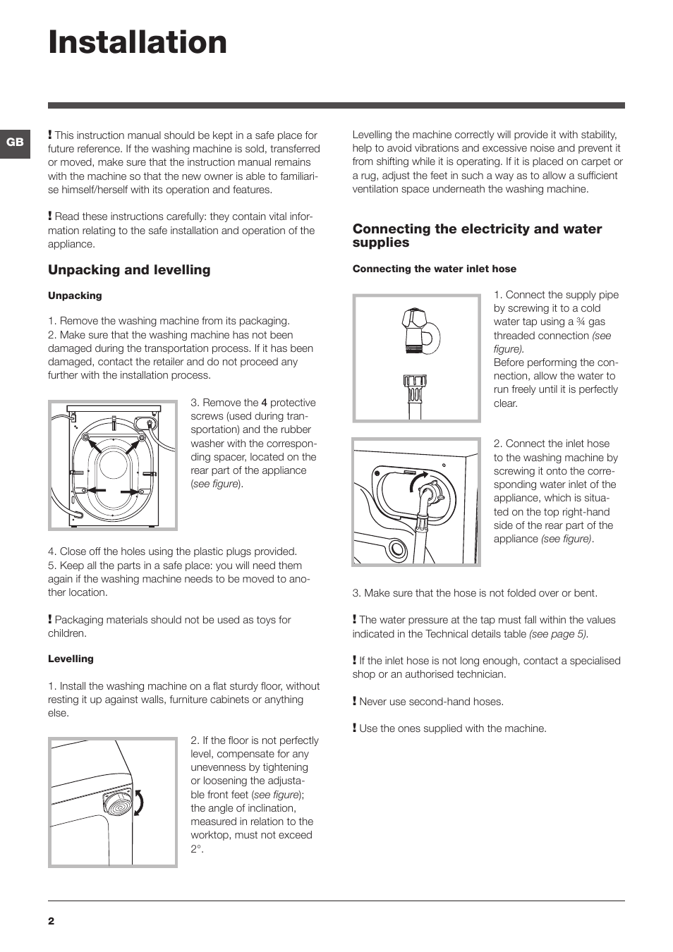 Installation | Indesit IWD 71251 User Manual | Page 2 / 16