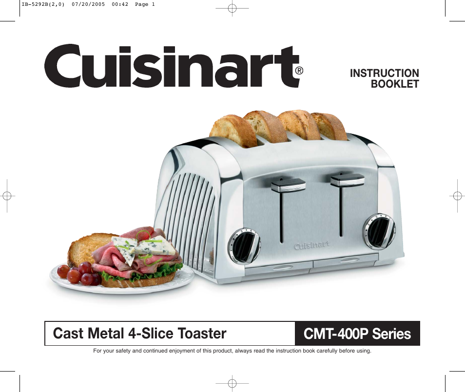 Cuisinart CMT400P Series User Manual 9 pages Original mode
