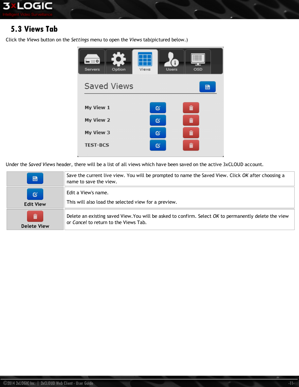 3 views tab | 3xLOGIC 3xCLOUD Web Client User Manual | Page 15 / 31