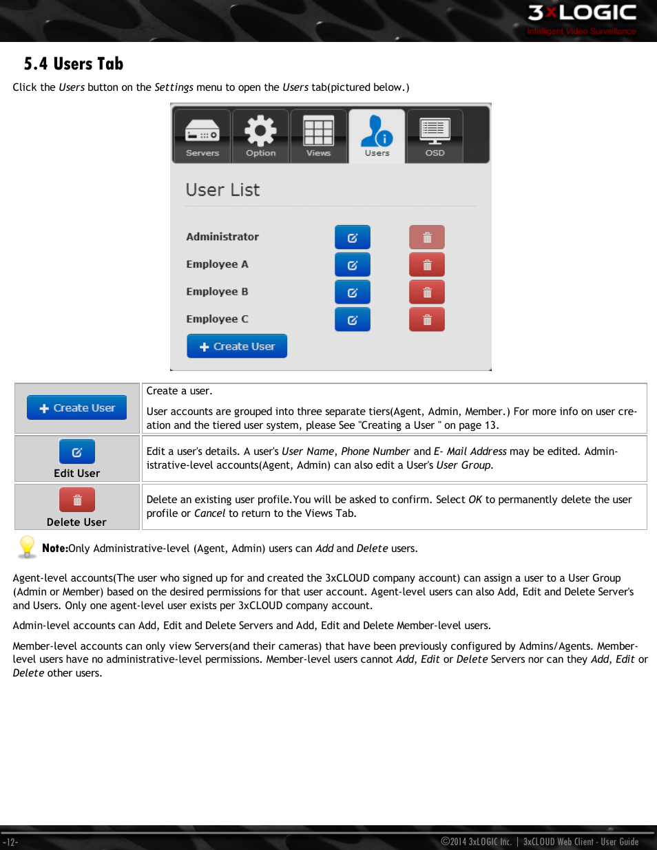 4 users tab | 3xLOGIC 3xCLOUD Web Client User Manual | Page 16 / 31