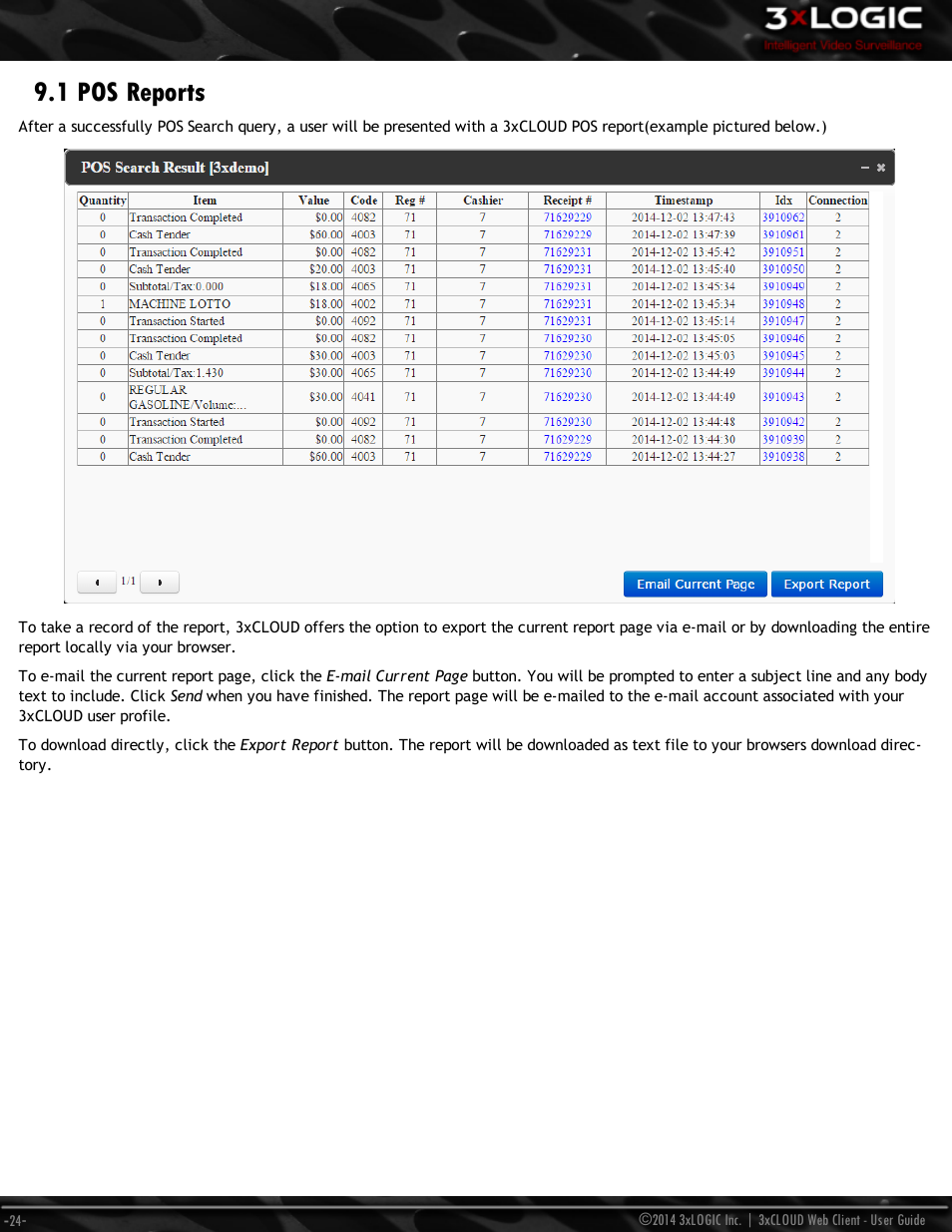 1 pos reports | 3xLOGIC 3xCLOUD Web Client User Manual | Page 28 / 31