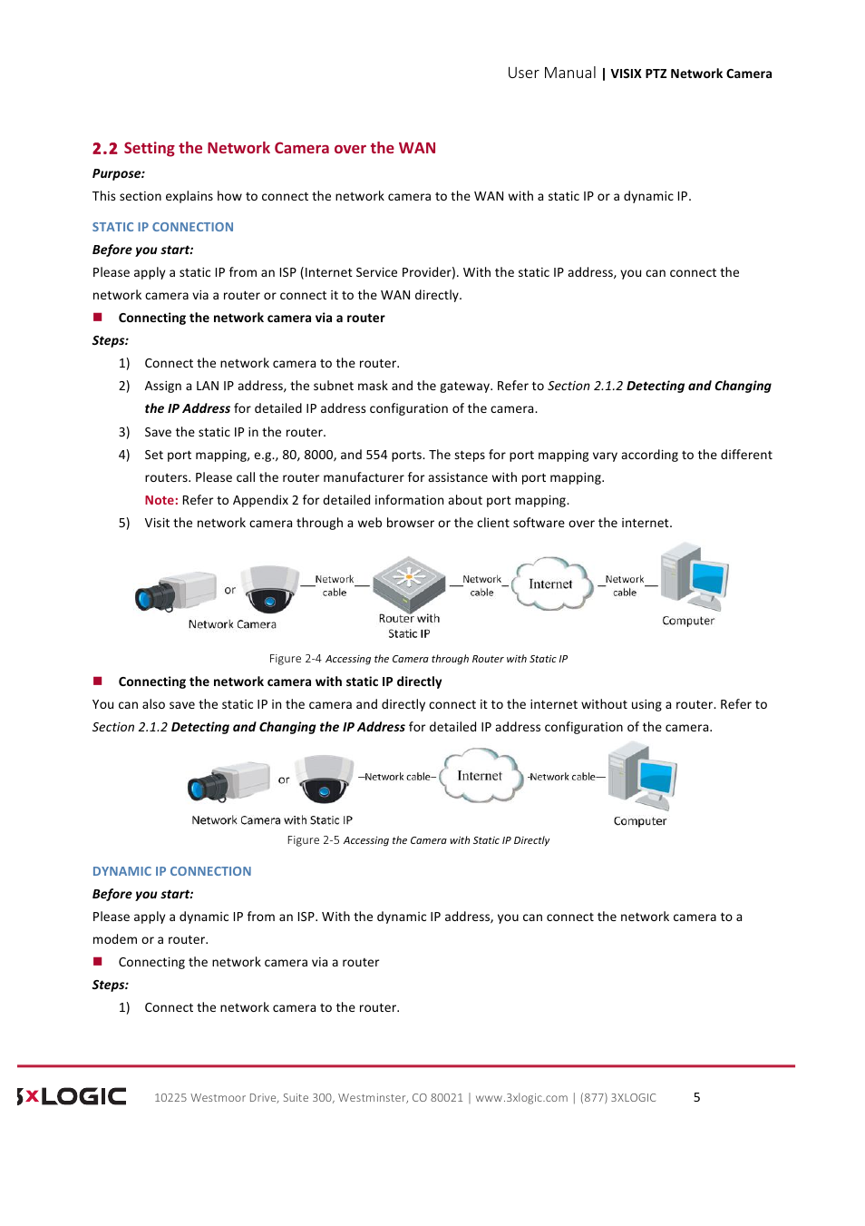 User manual, 2 setting the network camera over the wan | 3xLOGIC VISIX Camera User Manual | Page 13 / 90