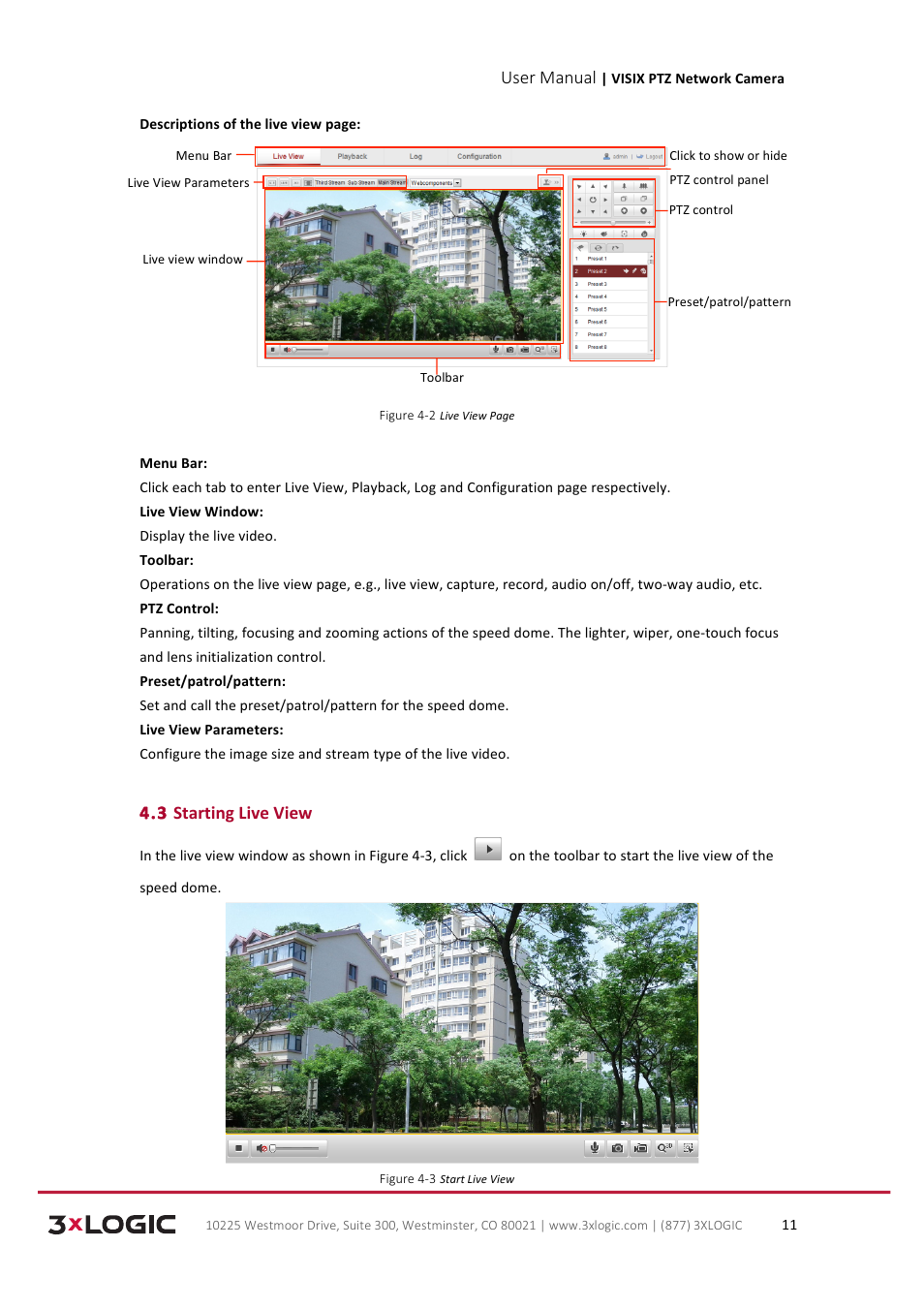 User manual, 3 starting live view | 3xLOGIC VISIX Camera User Manual | Page 19 / 90