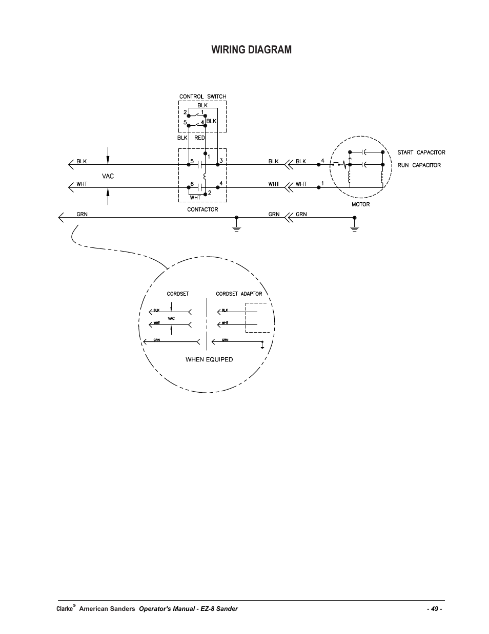 Wiring diagram | American Sanders EZ-8 Drum Sander User ... john deere model 40 wiring diagram 