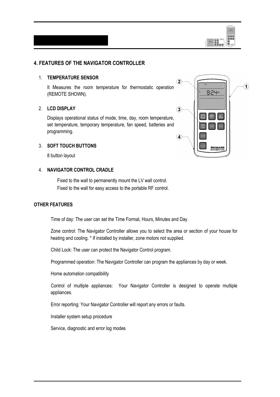 Bonaire Navigator Controller User Manual Page 7 / 44 Original mode